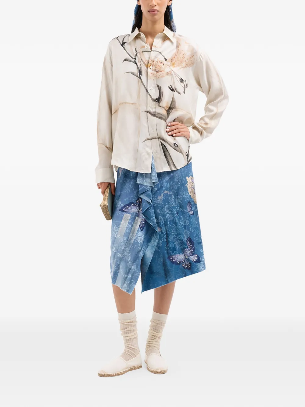  Pierre-louis Mascia Adanastr Ruffled Midi Skirt - Blue 
