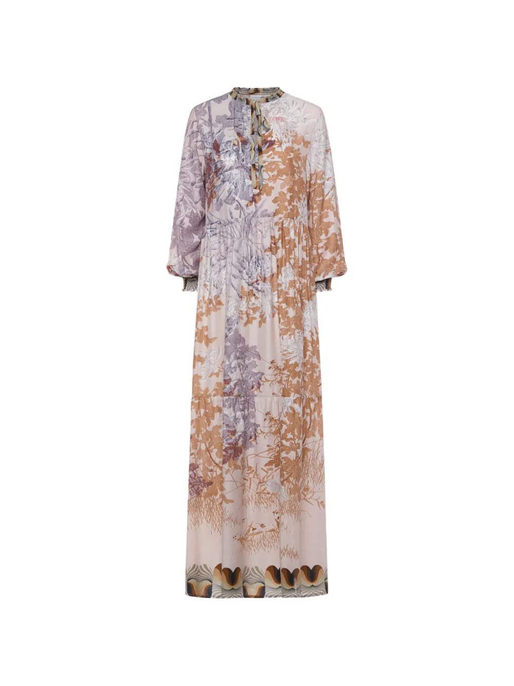 Pierre-Louis Mascia Tetris floral-pattern tie-neck kaftan - Toni neutri