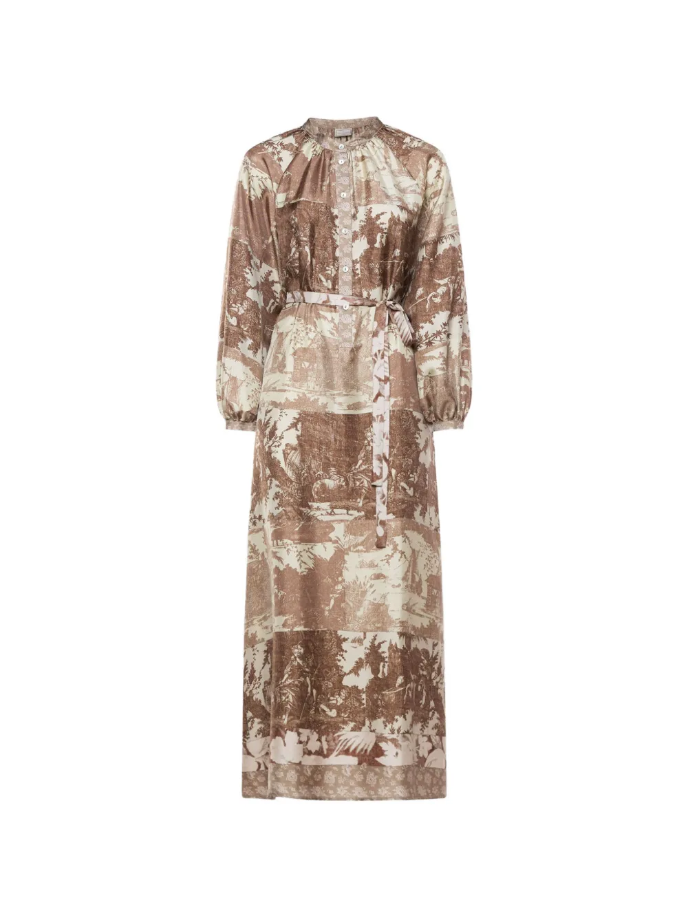 Pierre-Louis Mascia Aloe gathered-detail midi shirt dress - Marrone