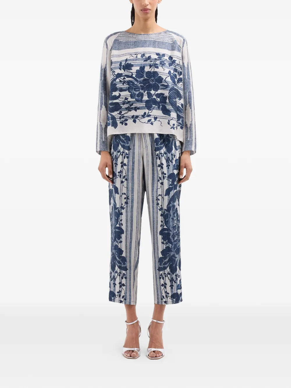 Pierre-Louis Mascia Aloe blouse met bloemenprint en lange mouwen Blauw