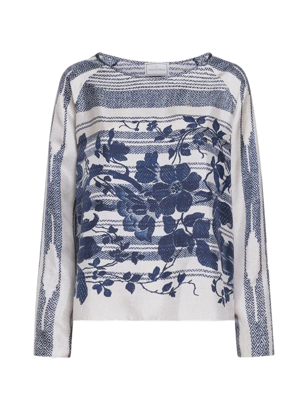 Pierre-Louis Mascia Aloe floral-print longsleeve blouse - Blu