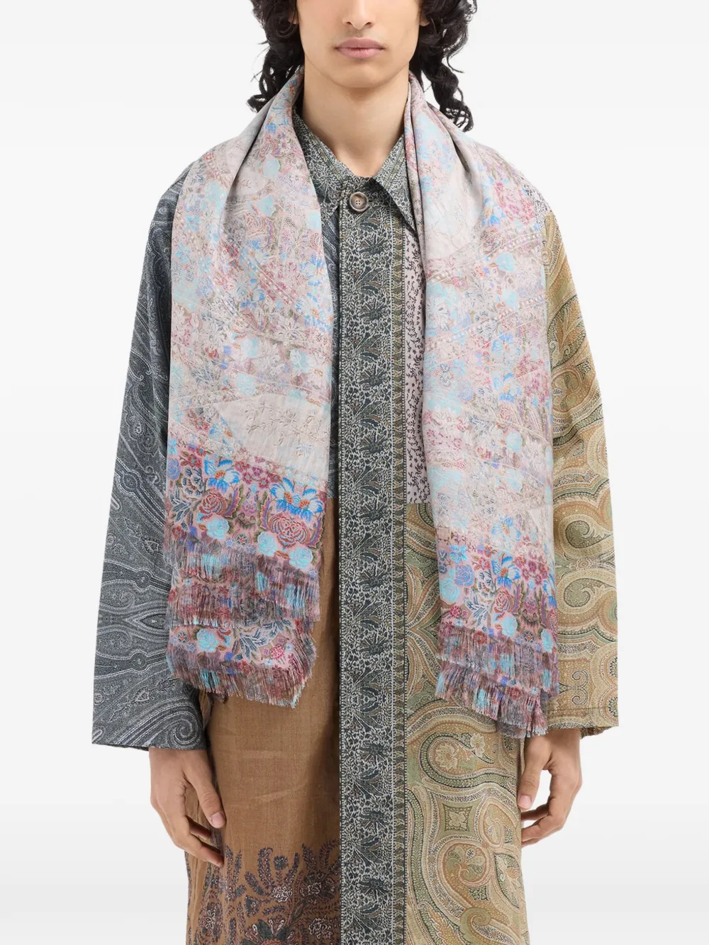  Pierre-louis Mascia Aloeuw Fringed Silk Scarf - Neutrals 