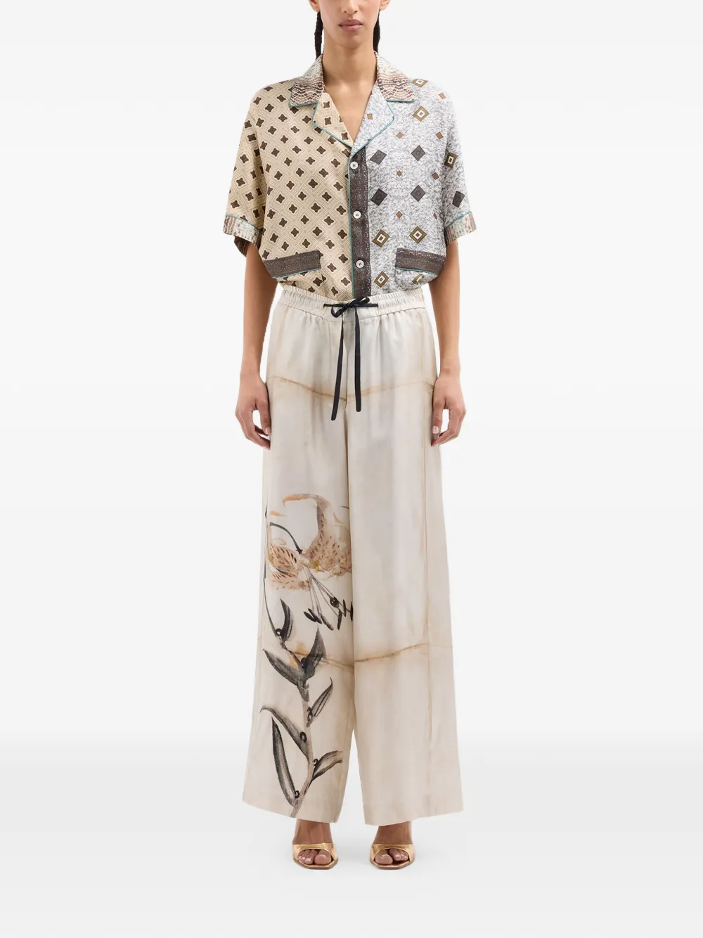Pierre-Louis Mascia Broek met bloemdetail Beige