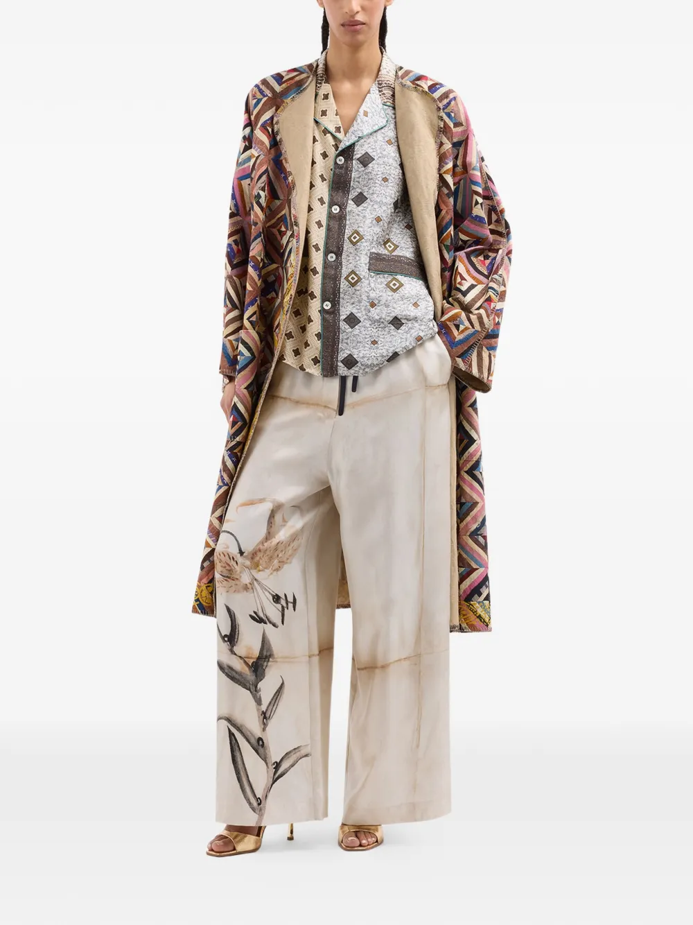 Pierre-Louis Mascia Broek met bloemdetail Beige