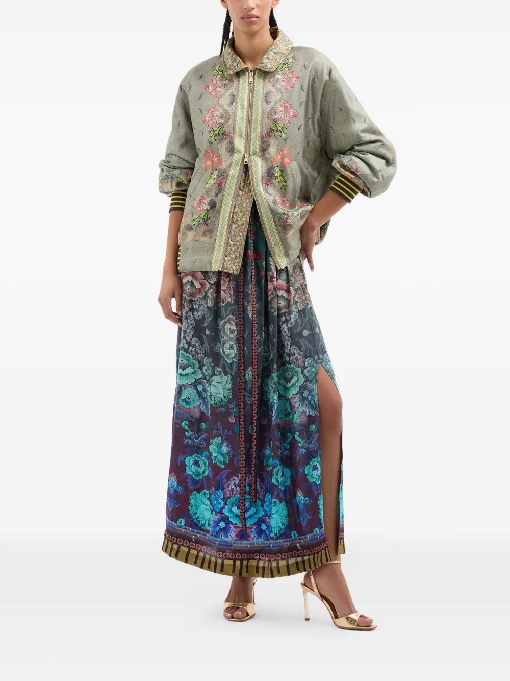Belted Floral-Print Maxi Dress