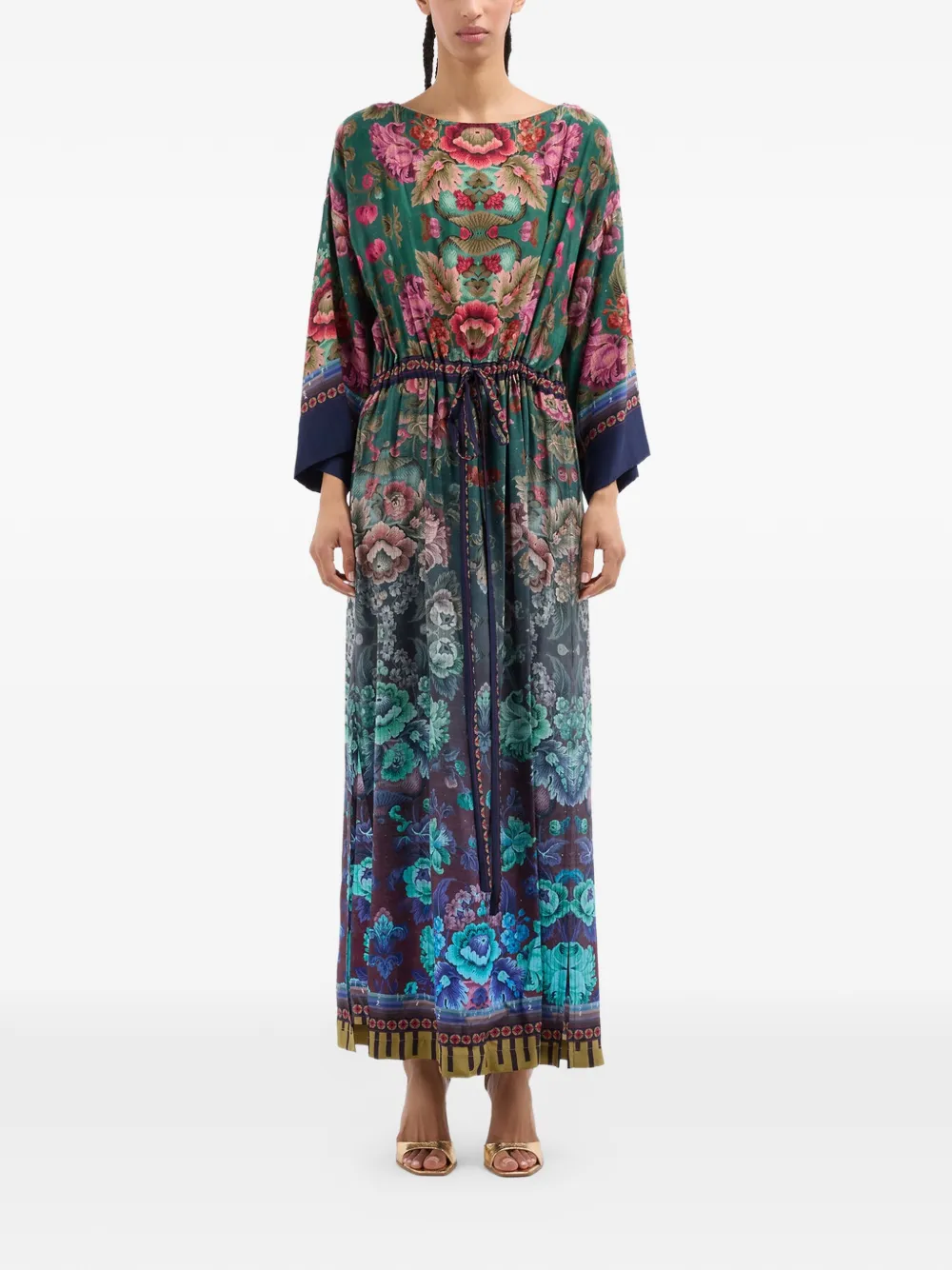 Belted Floral-Print Maxi Dress