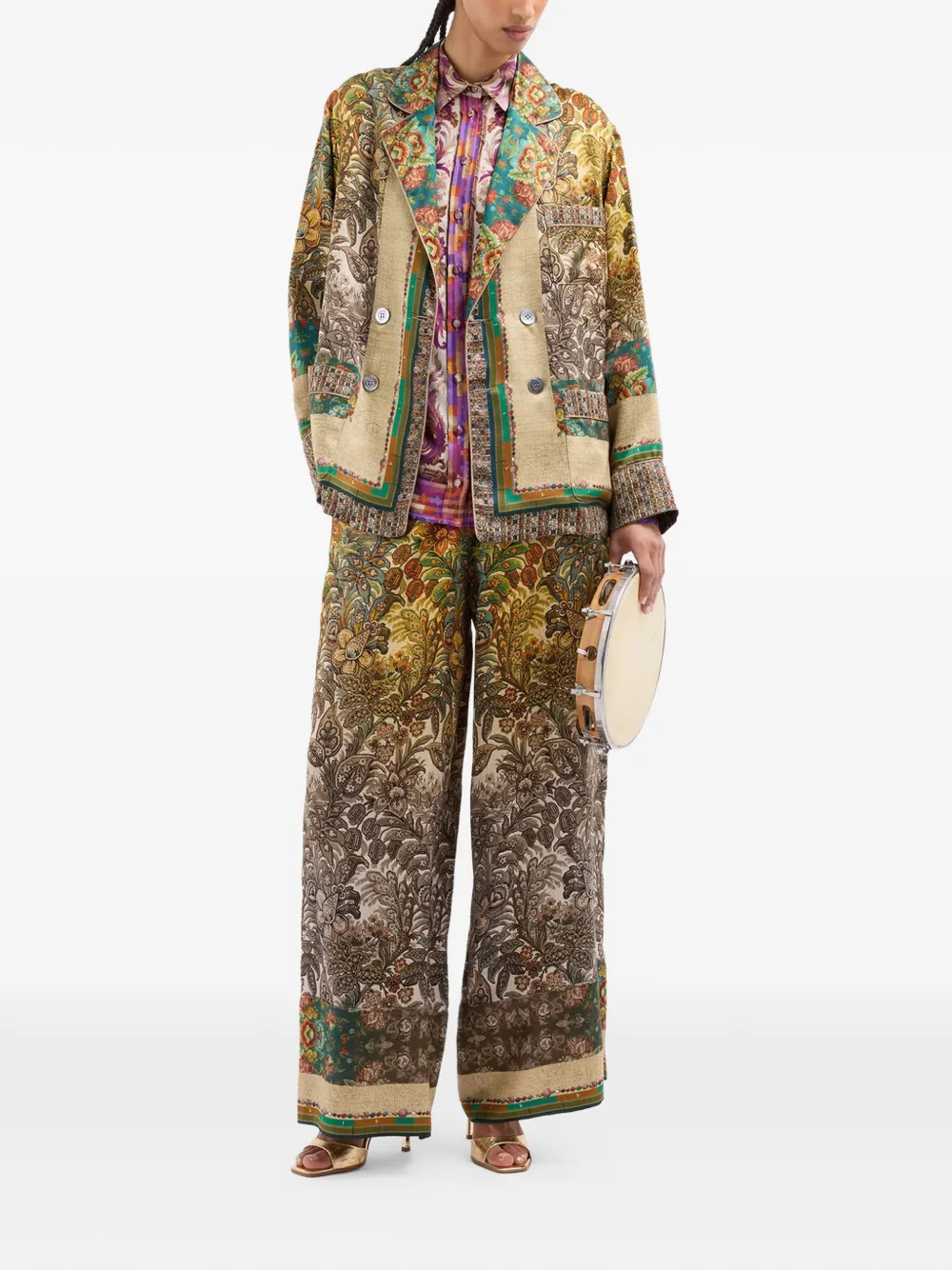 Pierre-Louis Mascia Aloes shirt met bloemenprint en lange mouwen Beige
