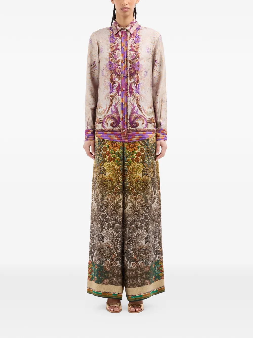 Pierre-Louis Mascia Aloes shirt met bloemenprint en lange mouwen Beige