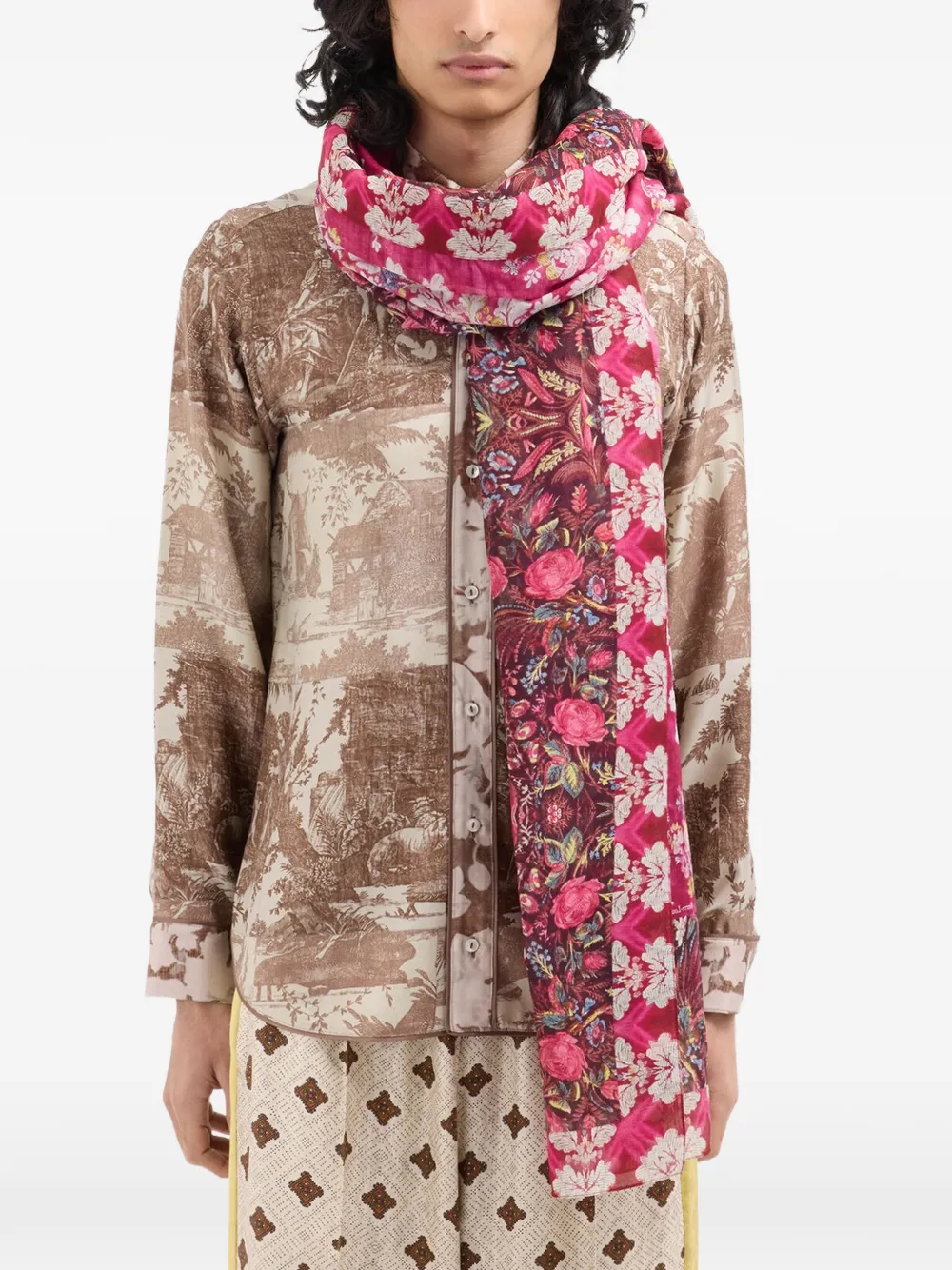 Pierre-Louis Mascia Hawnbci floral-print shawl scarf - Rosa