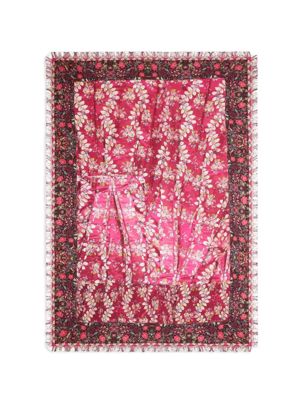 Pierre-Louis Mascia Aloeuw floral-print fringed silk scarf - Rosa