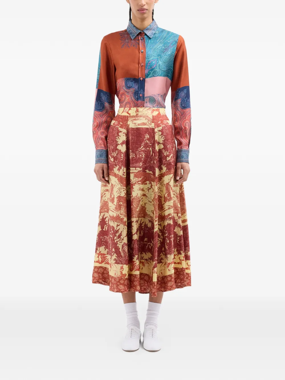  Pierre-louis Mascia Aloe A-line Midi Skirt - Orange 