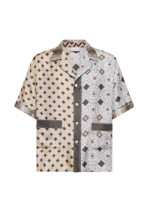 Pierre-Louis Mascia Aloe geometric-pattern camp-collar shirt