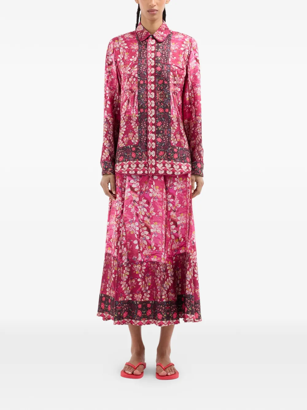 Aloe Floral-Print Silk Shirt