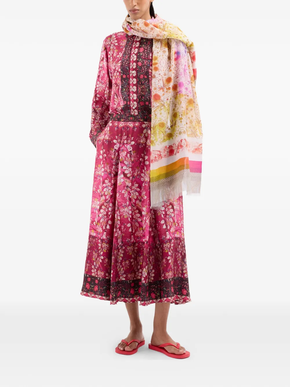 Aloe Floral-Print Silk Shirt