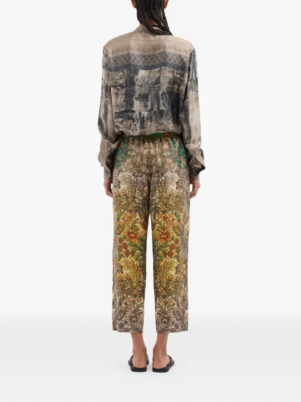 Pierre-Louis Mascia Aloe straight broek met botanische print Groen