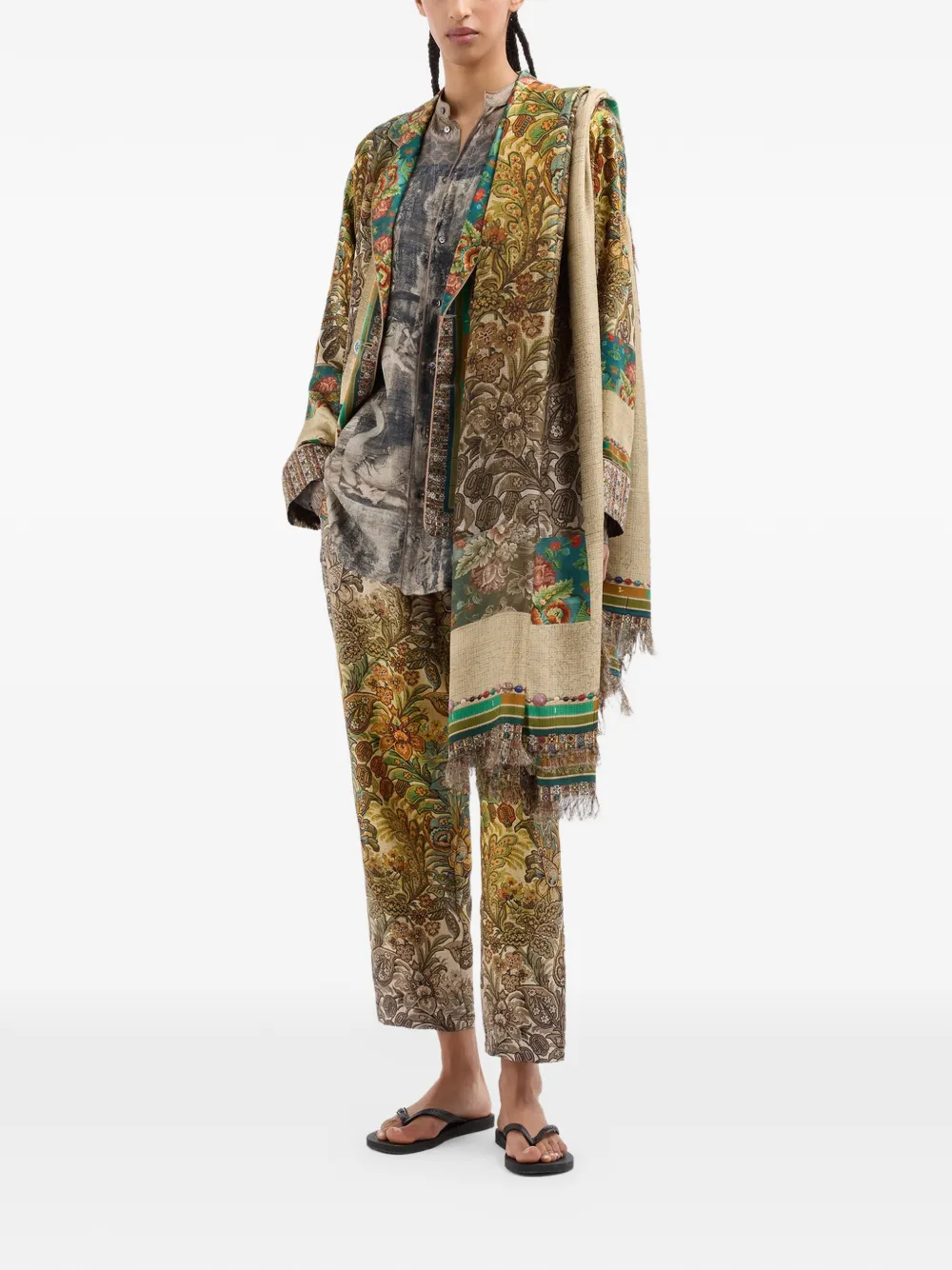 Pierre-Louis Mascia Aloe straight broek met botanische print Groen