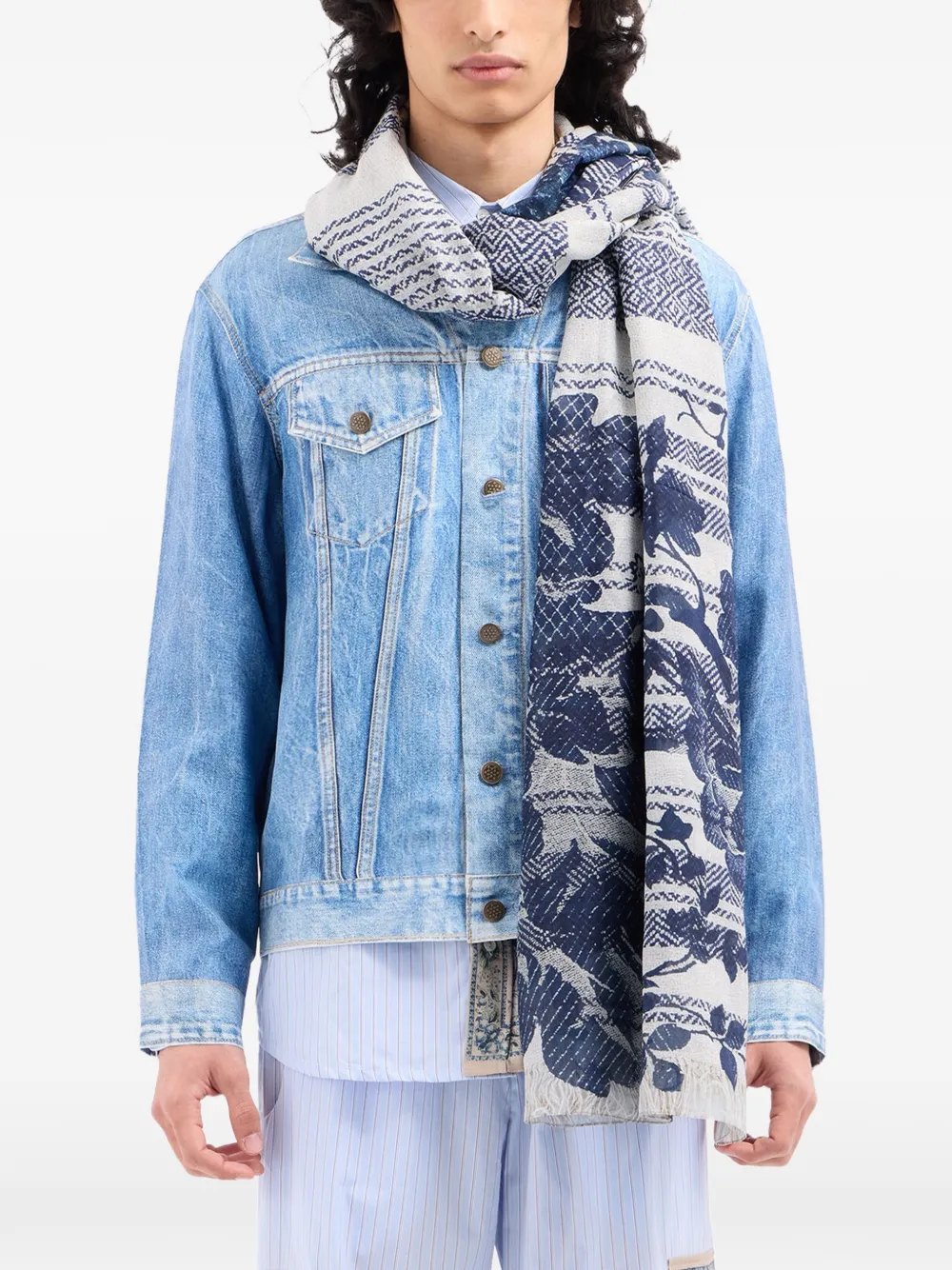 Pierre-Louis Mascia Hawnbci sjaal met bloemenprint Blauw