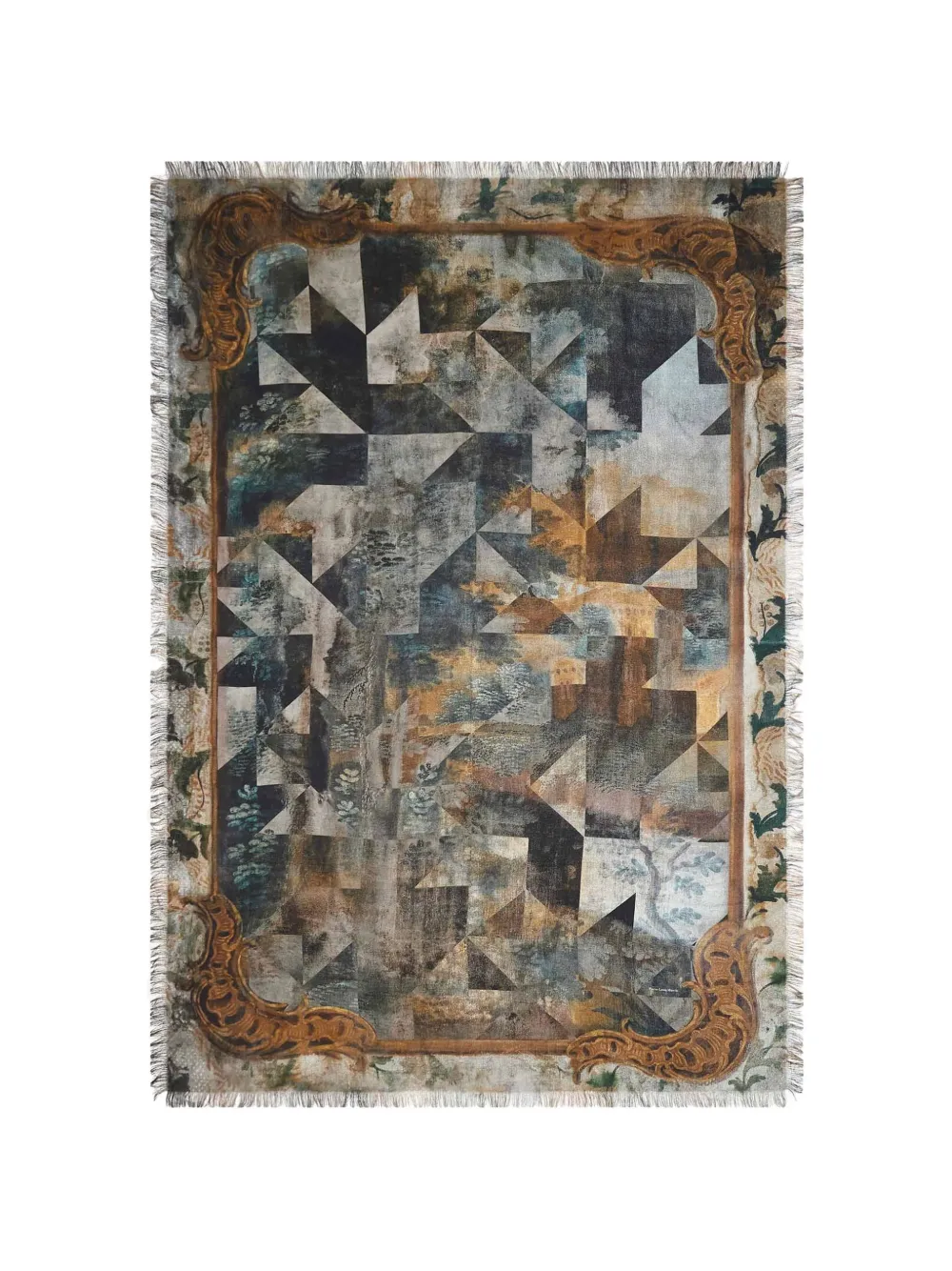 Pierre-Louis Mascia Aloeuw printed fringed shawl scarf - Grigio