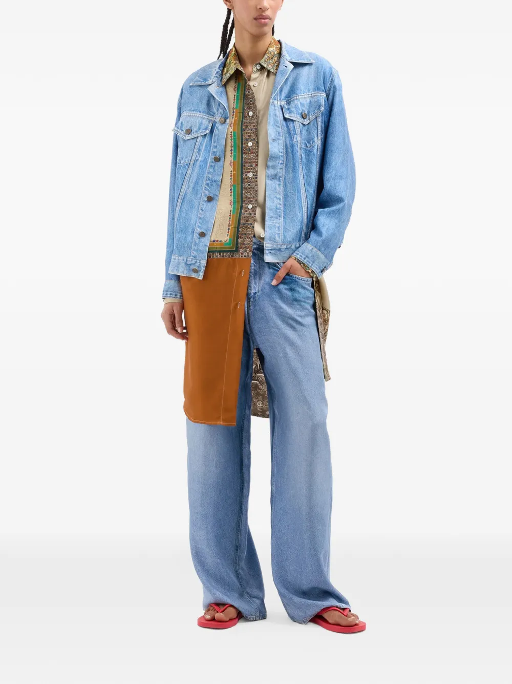  Pierre-louis Mascia Aloe Patchwork Long-sleeve Shirt - Brown 