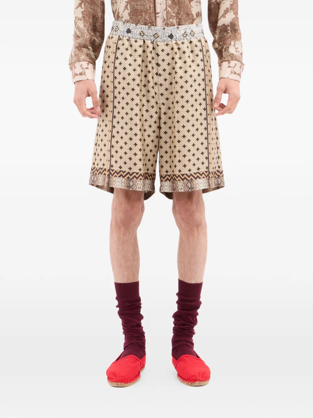 Pierre-Louis Mascia Aloe shorts met geometrisch jacquard Beige