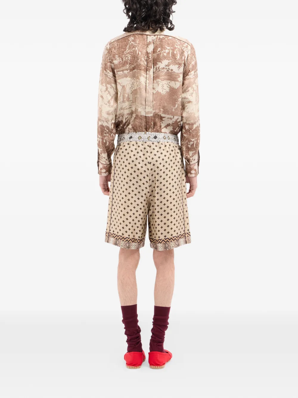 Pierre-Louis Mascia Aloe shorts met geometrisch jacquard Beige