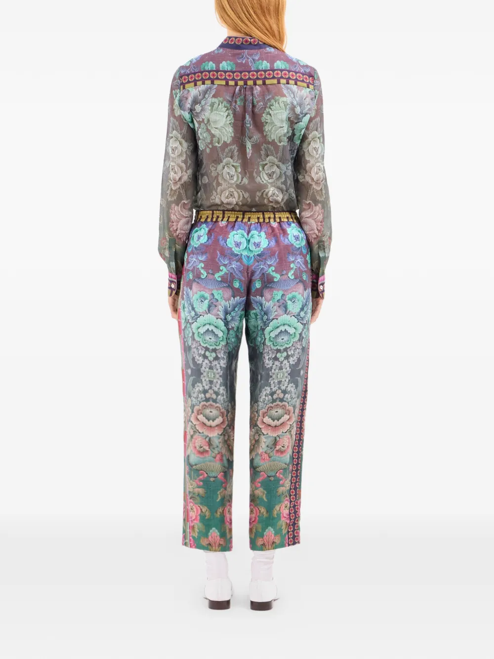 Pierre-Louis Mascia Aloe straight broek met bloemen Groen