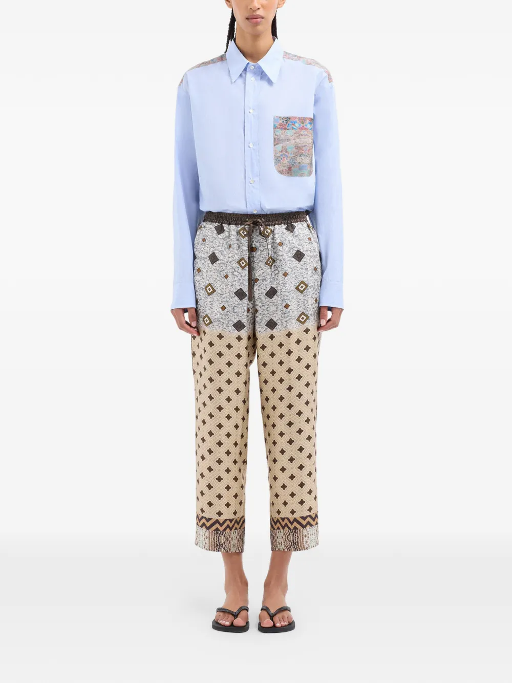  Pierre-louis Mascia Aloe Geometric Trousers - Neutrals 