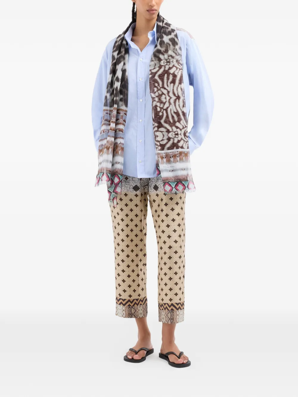  Pierre-louis Mascia Aloe Geometric Trousers - Neutrals 
