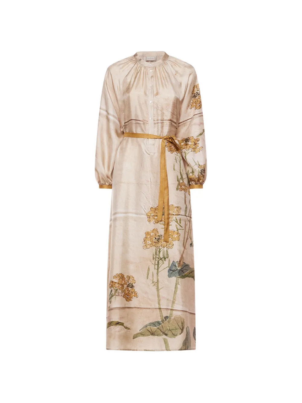 Pierre-Louis Mascia Aloe floral gathered-detail midi shirt dress - Toni neutri