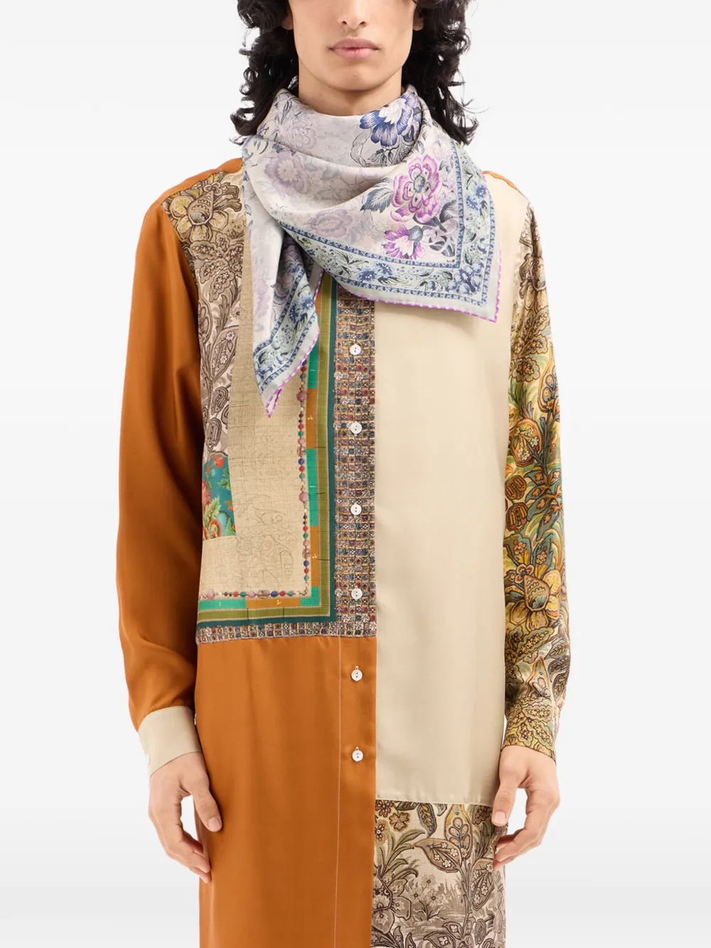Pierre-Louis Mascia Cialda bandana sjaal met bloemenprint Beige