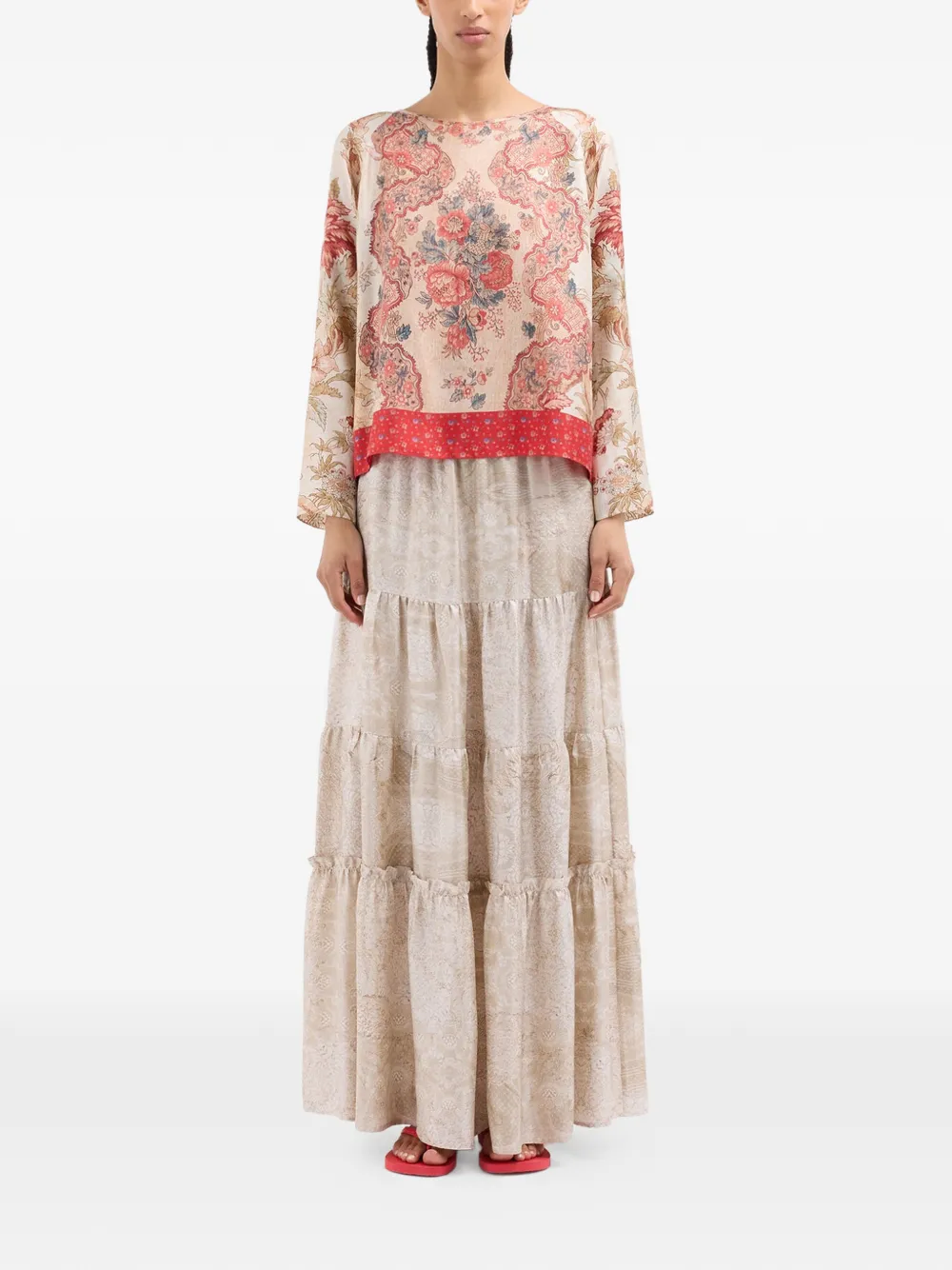 Pierre-Louis Mascia Aloe shirt met lange mouwen en bloemenprint Beige