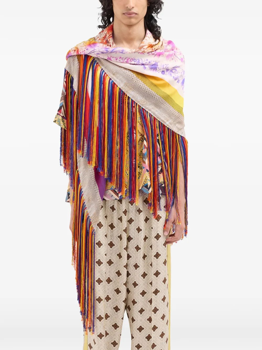 Aloeuw Floral-Print Fringed Scarf