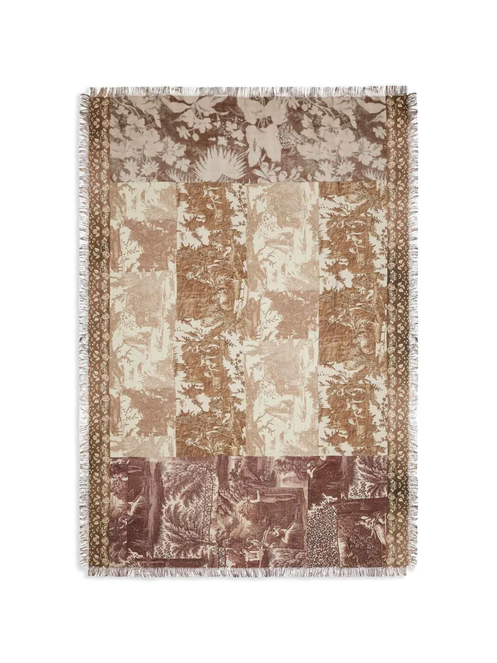 Pierre-Louis Mascia Aloeuw printed fringed shawl scarf - Marrone