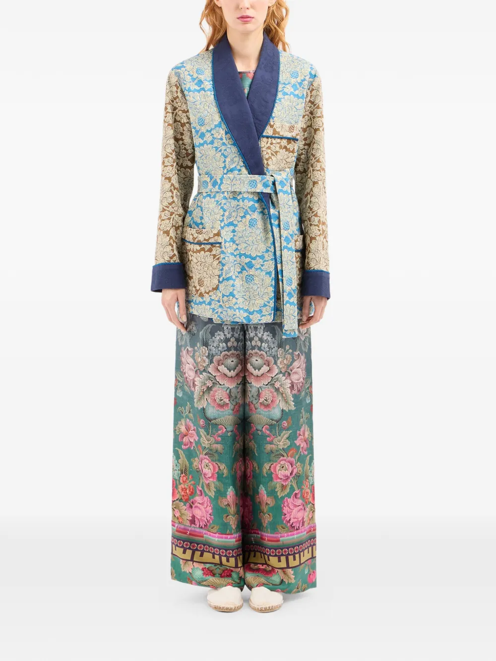 Ricordo Floral-Print Shawl-Collar Jacket