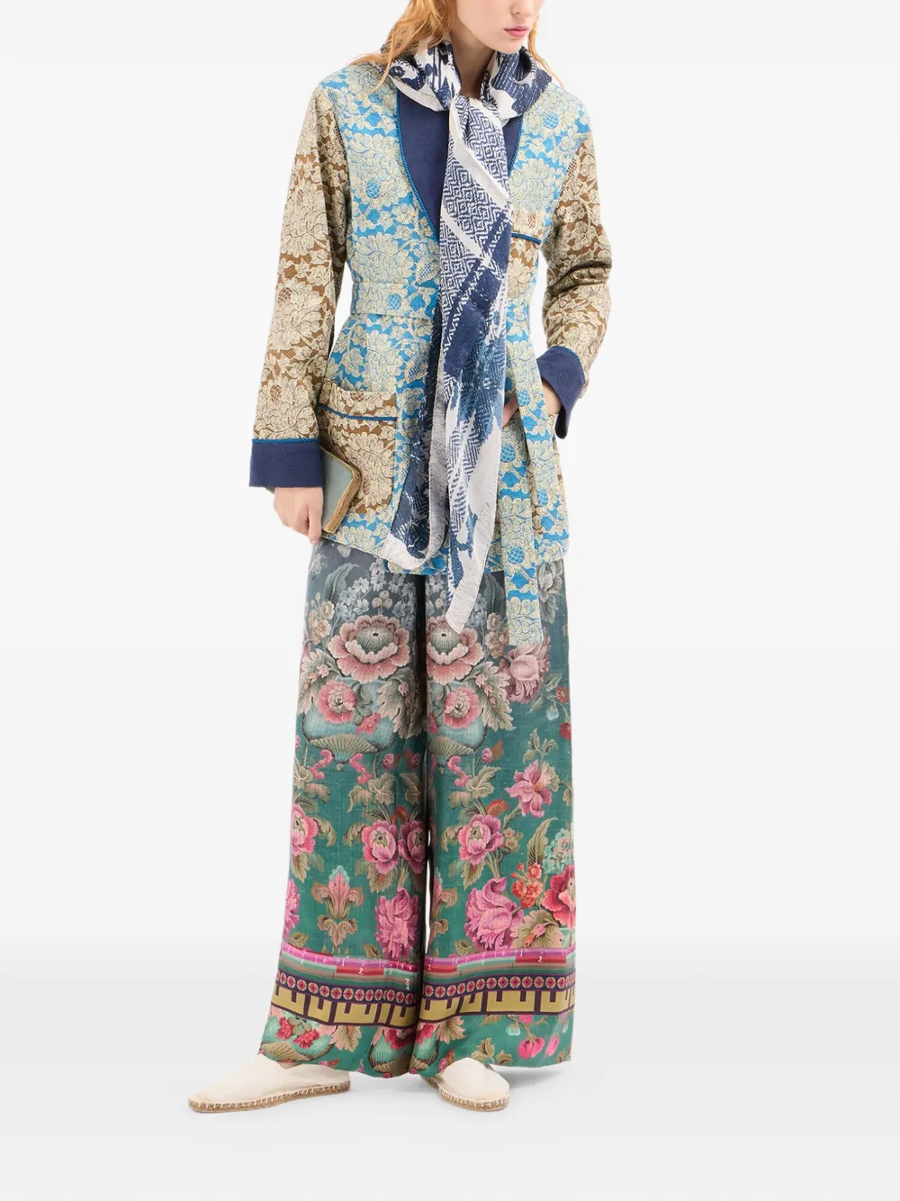 Ricordo Floral-Print Shawl-Collar Jacket