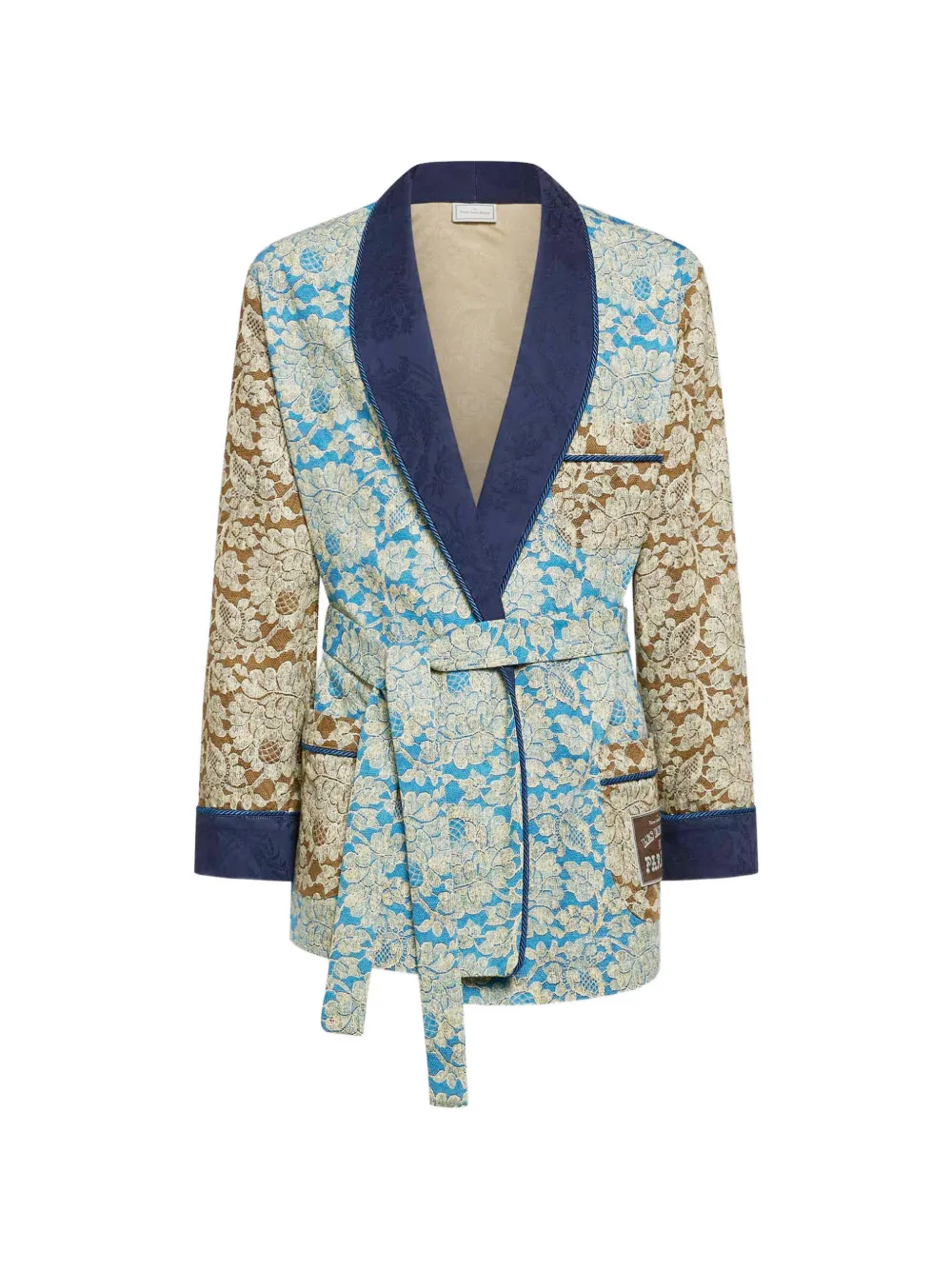 Pierre-Louis Mascia Ricordo floral-print shawl-collar jacket - Blu