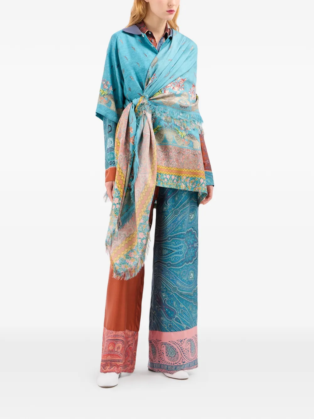 Aloe Paisley-Pattern Wide-Leg Palazzo Pants