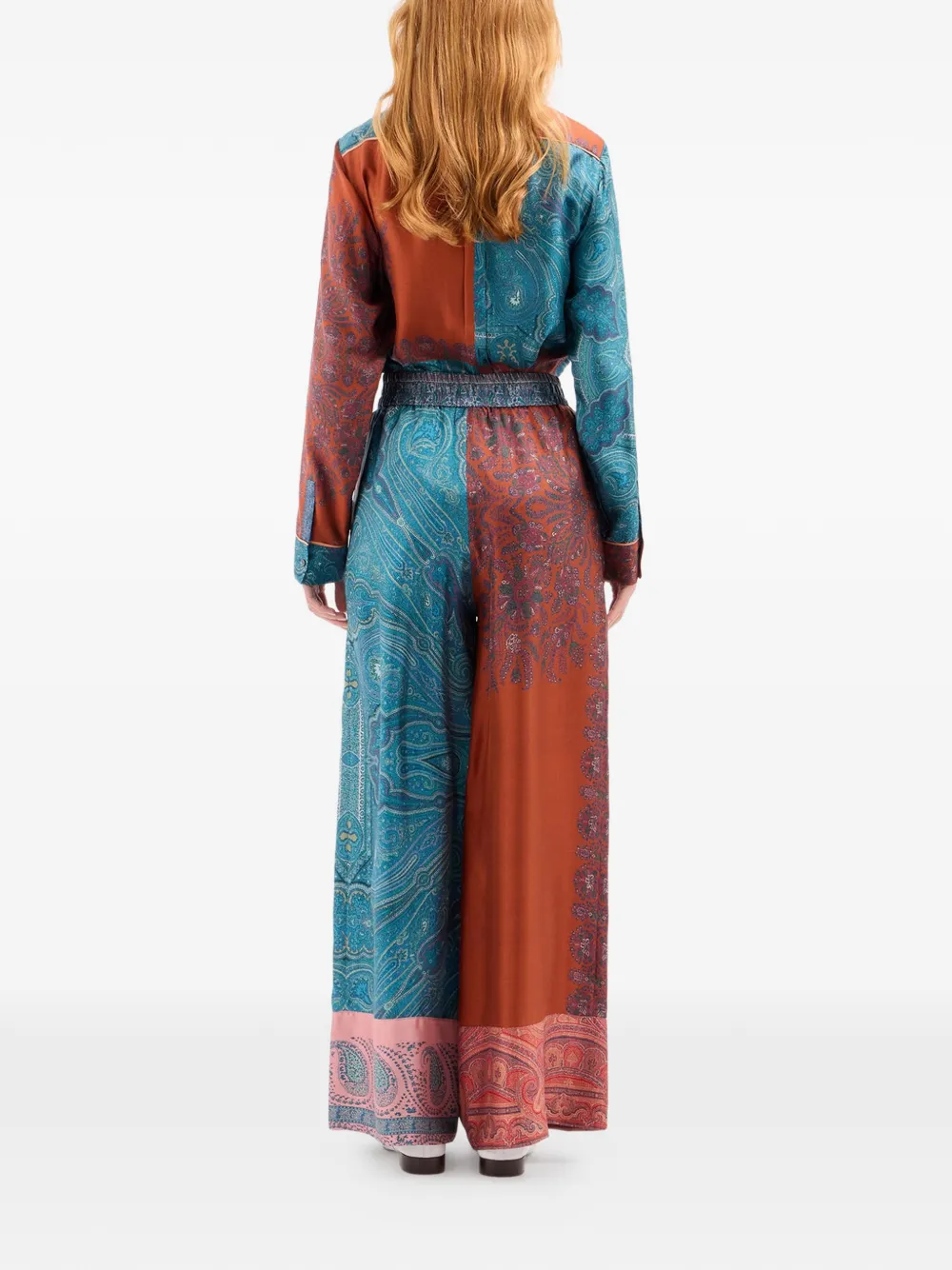 Aloe Paisley-Pattern Wide-Leg Palazzo Pants
