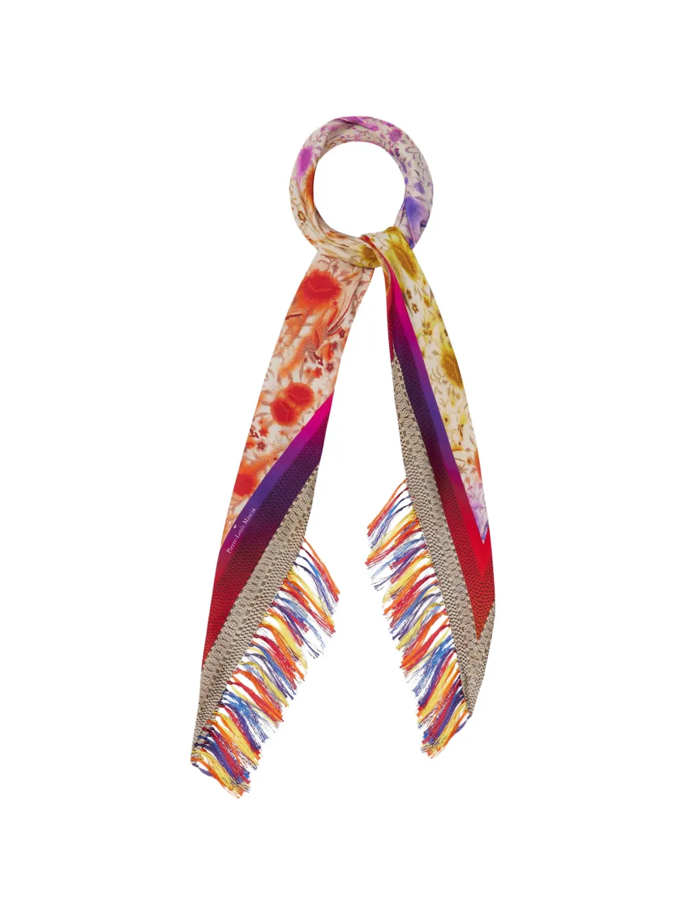 Pierre-Louis Mascia floral-print fringed-hem scarf - Toni neutri