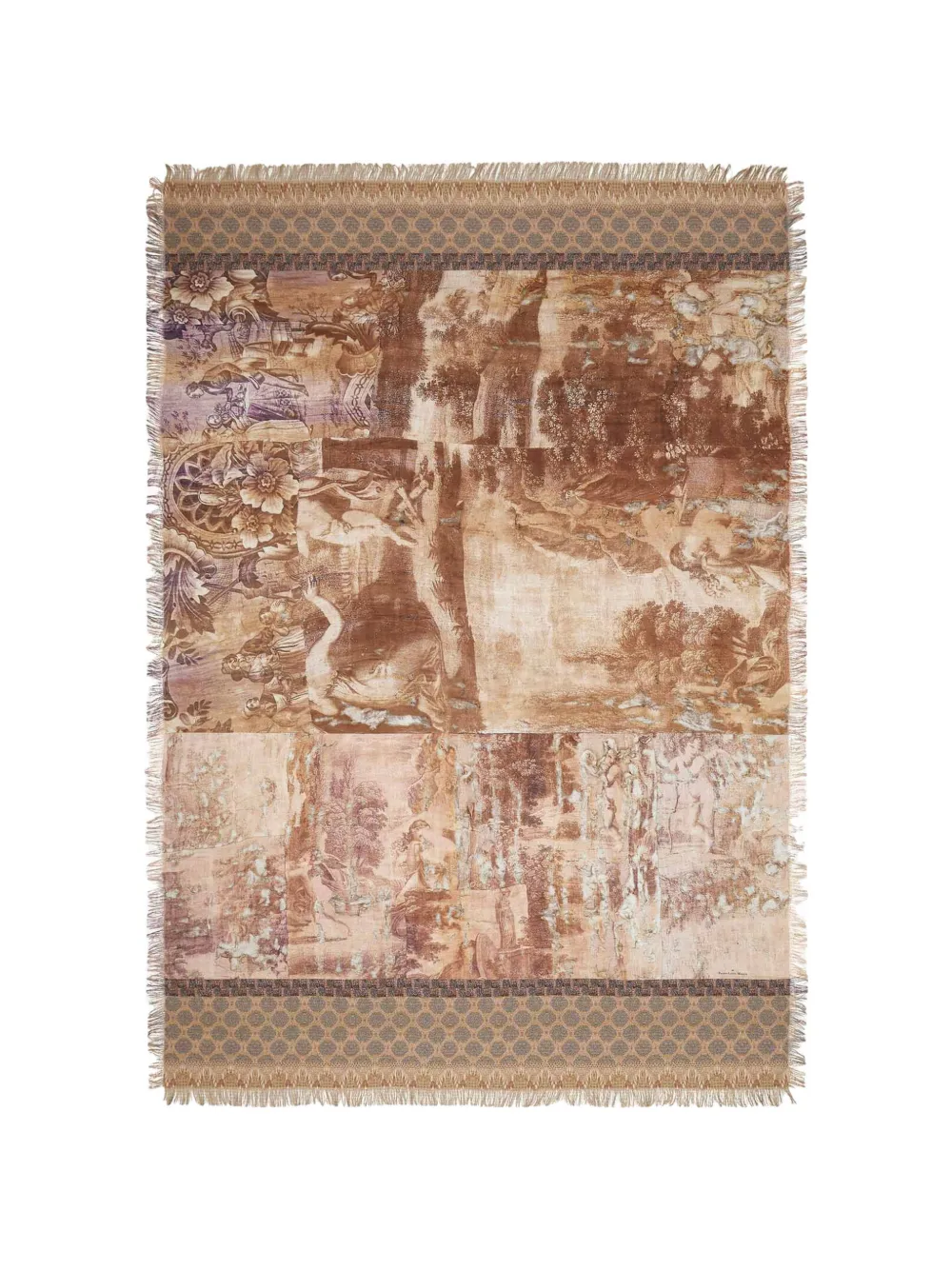 Pierre-Louis Mascia baroque-print fringed-hem scarf - Toni neutri