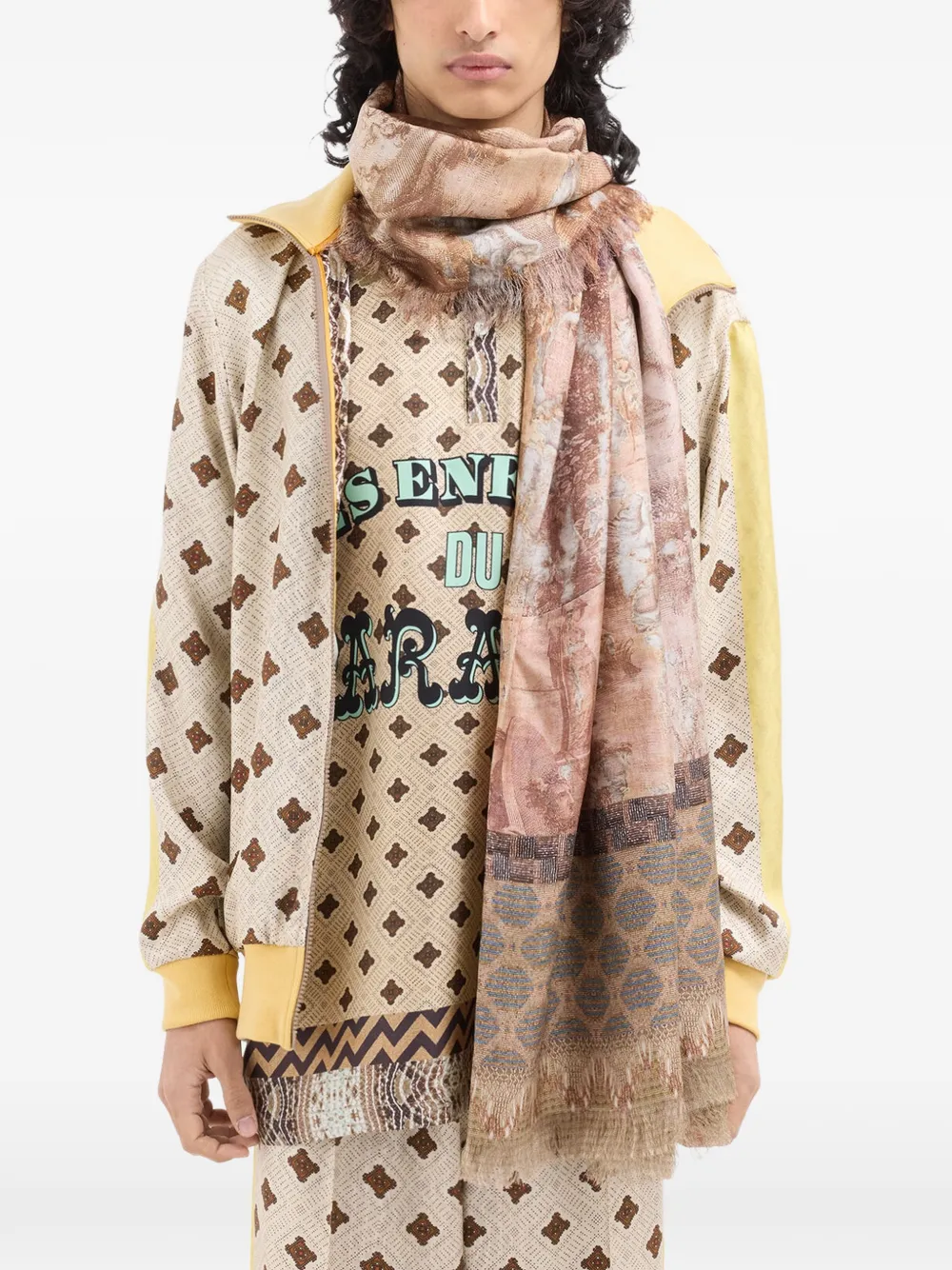 Pierre-Louis Mascia Sjaal met geometrische print Beige