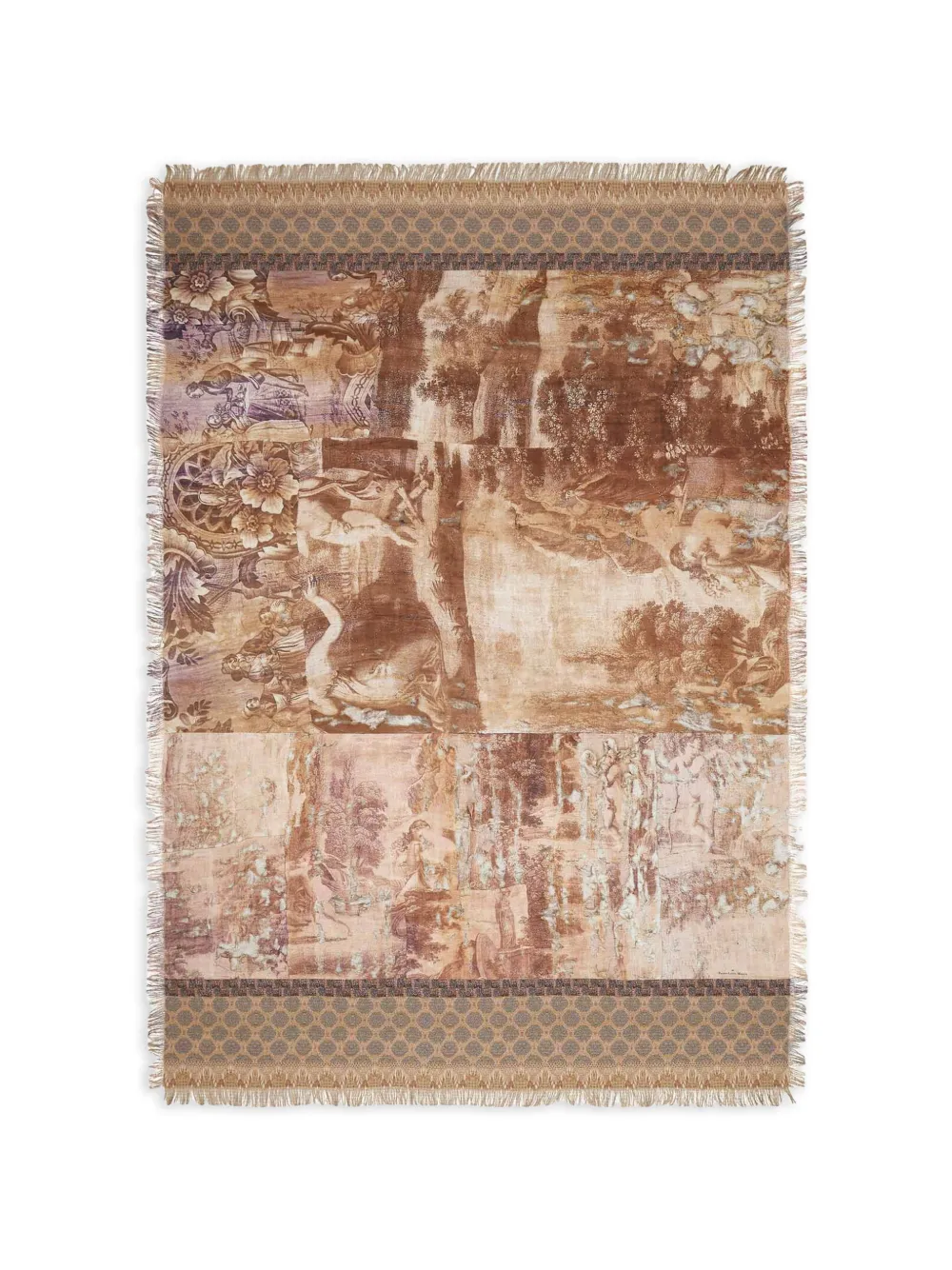 Pierre-Louis Mascia baroque-print fringed-hem scarf - Toni neutri