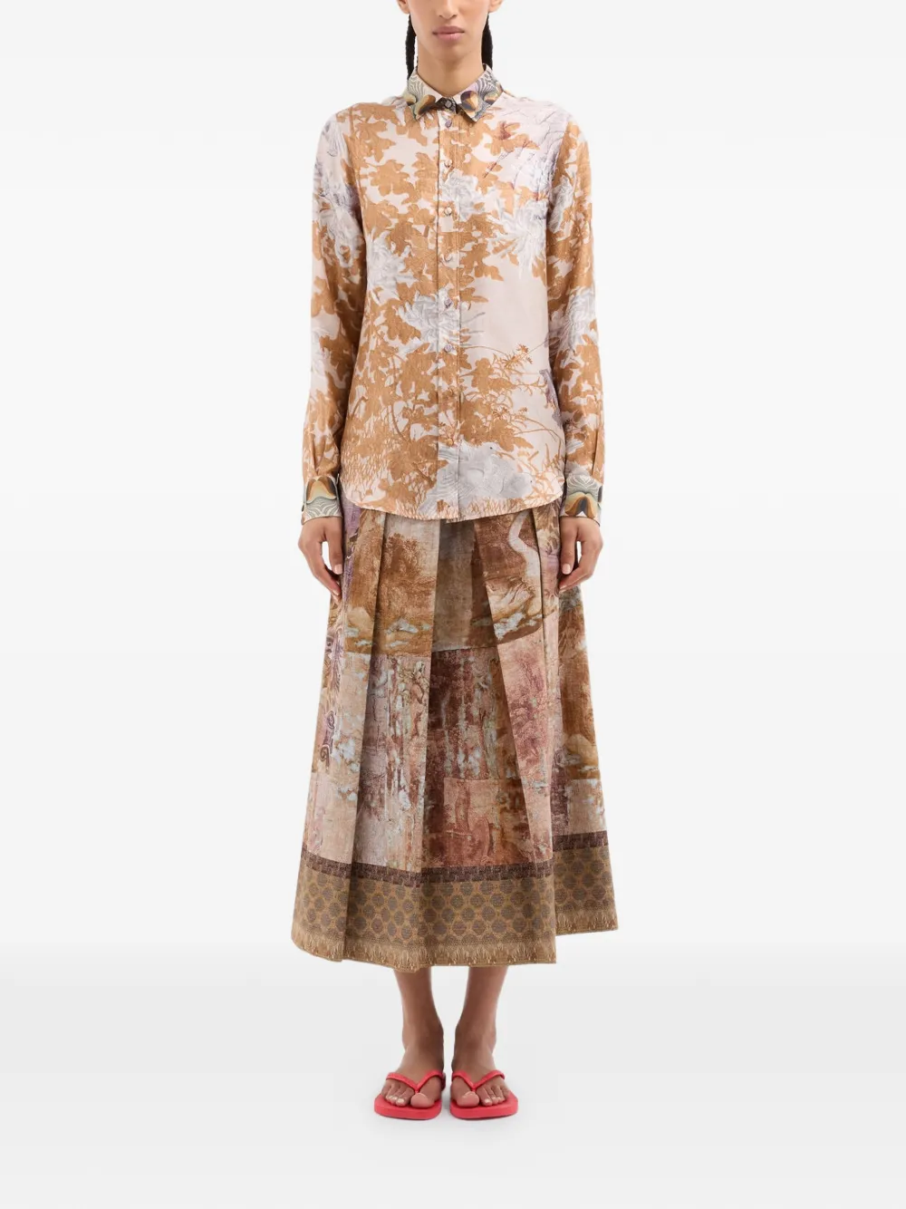 Pierre-Louis Mascia Shirt met lange mouwen en bloemenprint Beige