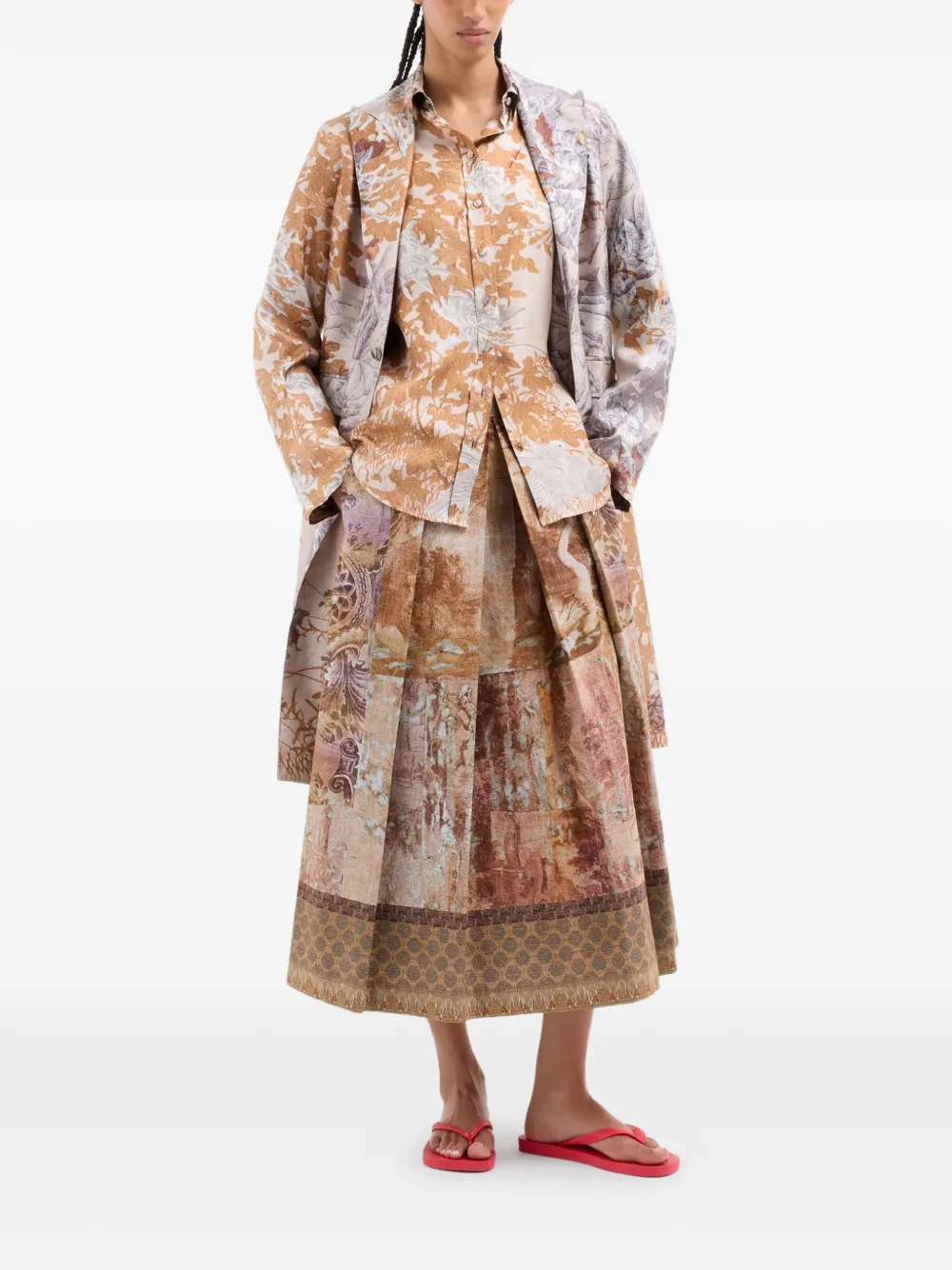 Pierre-Louis Mascia Shirt met lange mouwen en bloemenprint Beige