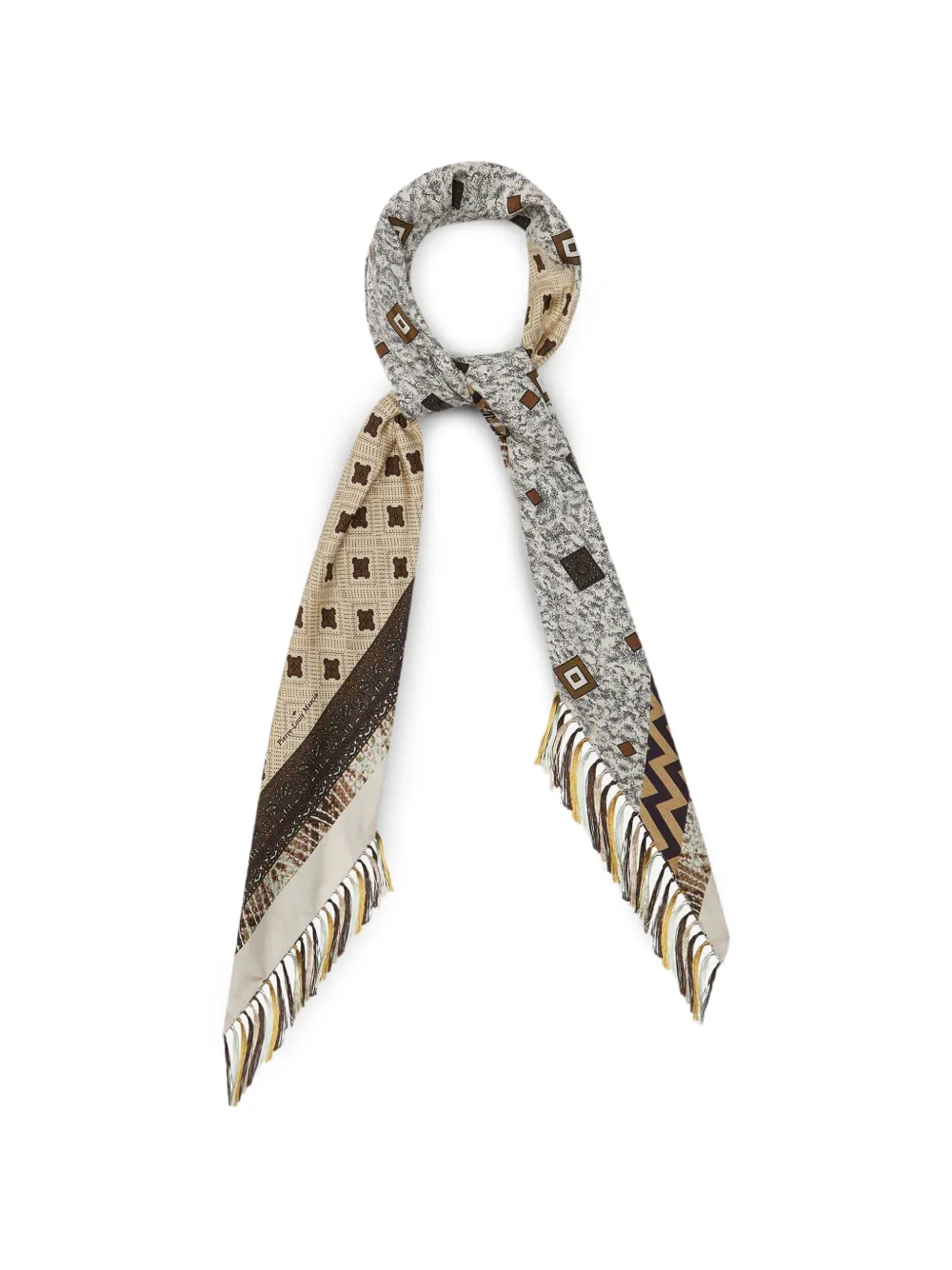 Pierre-Louis Mascia geometric-pattern fringed-hem scarf - Toni neutri