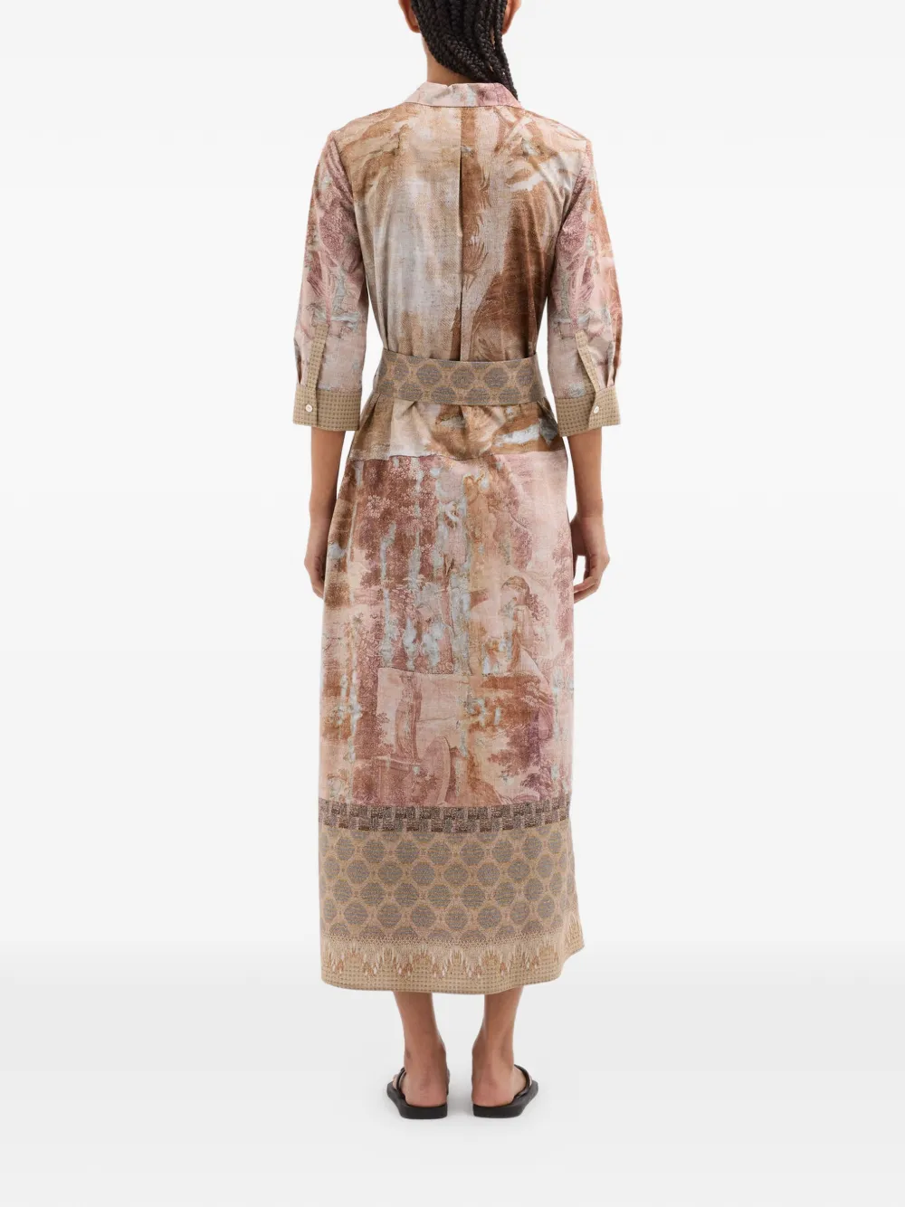 Pierre-Louis Mascia Diomede midi-blousejurk met ceintuur Bruin