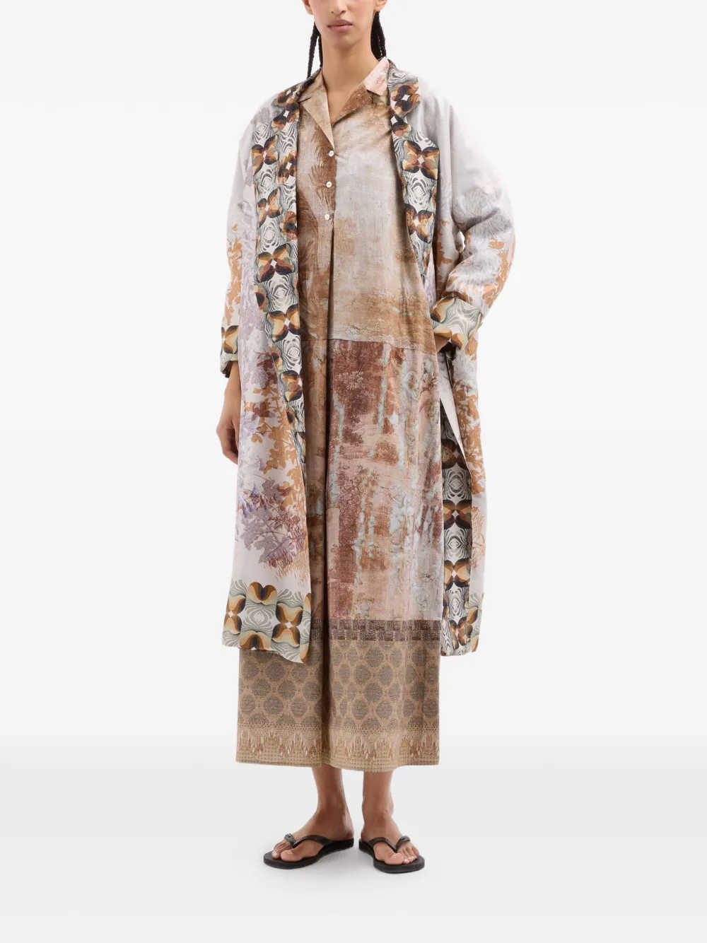 Pierre-Louis Mascia Diomede midi-blousejurk met ceintuur Bruin