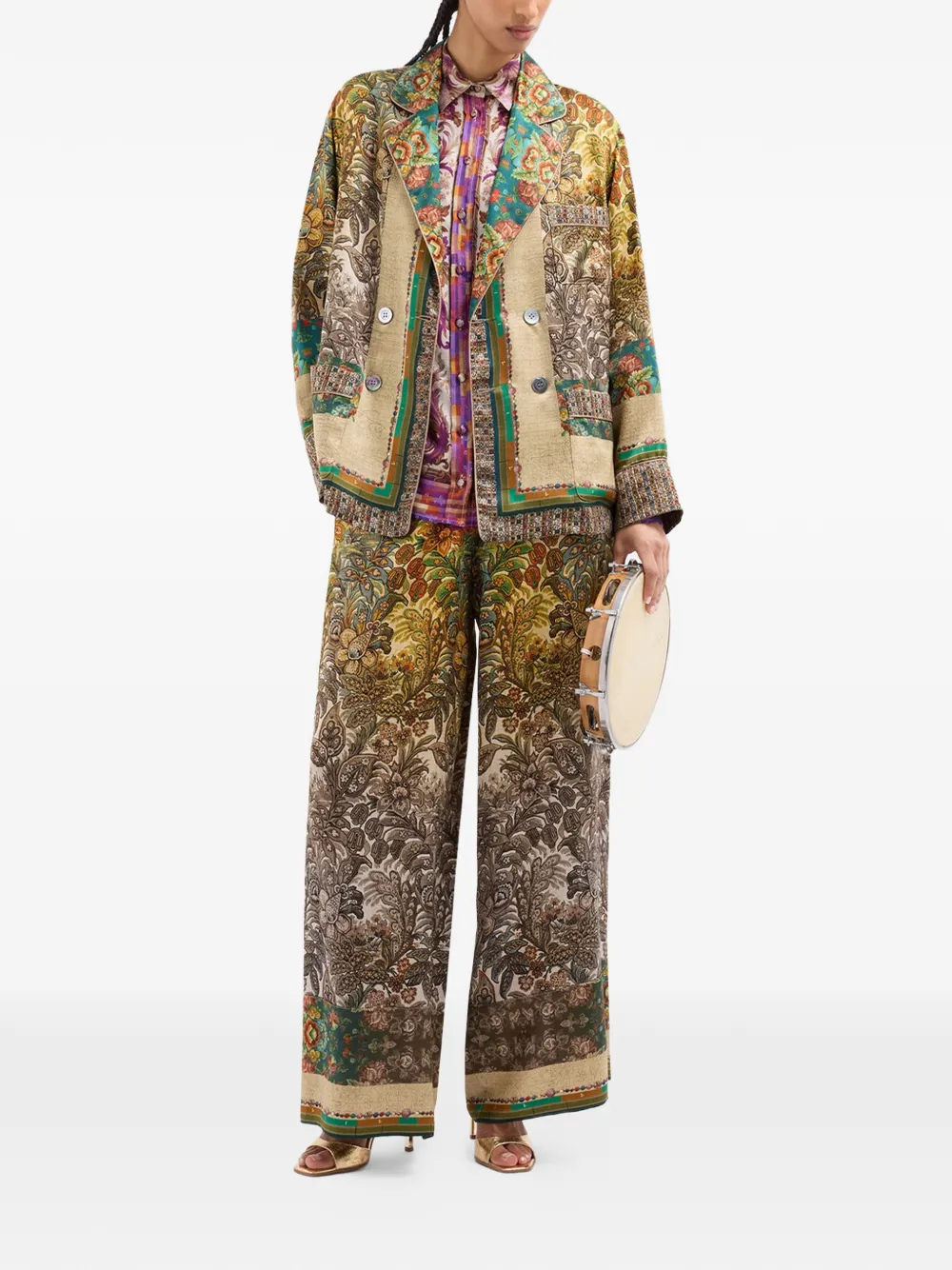 Mutka Floral-Print Double-Breasted Silk Jacket
