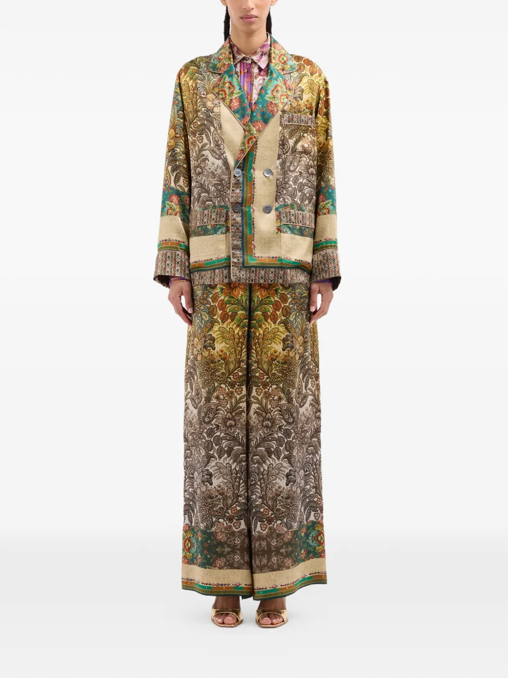 Mutka Floral-Print Double-Breasted Silk Jacket