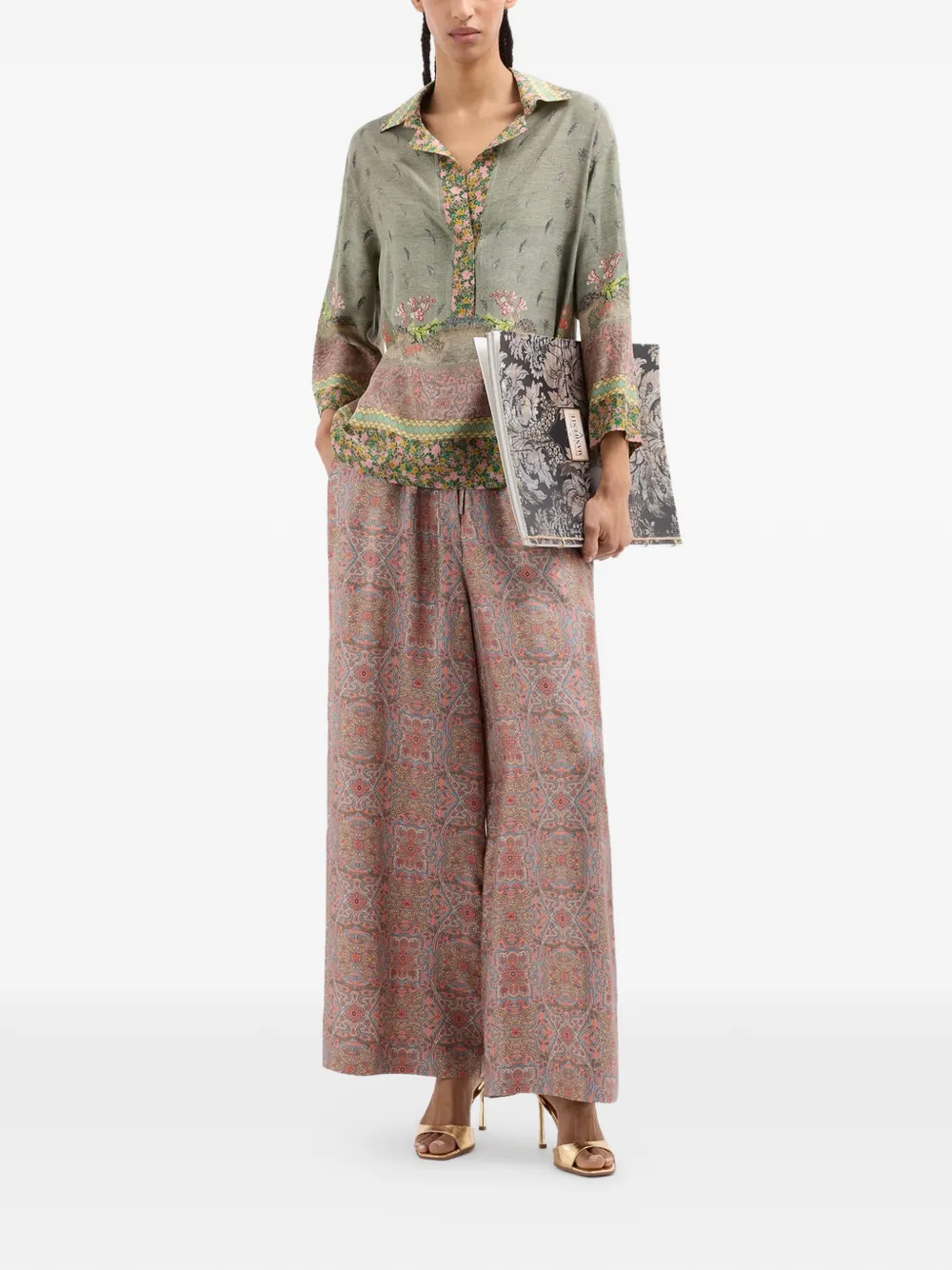  Pierre-louis Mascia Aloe Elasticated Wide-leg Palazzo Trousers - Brown 